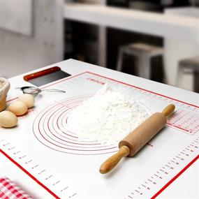img 1 attached to 🍪 SiliQueen Silicone Pastry Baking Mat: Extra-Large 27.5" x 20" Non-Stick Non-Slip Mat with Measurements, Heat Resistant - Includes Brush and Dough Scraper - Easy to Clean, BPA Free - Red