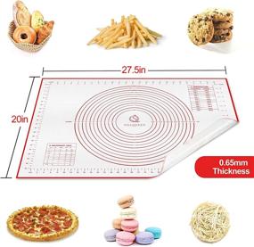 img 2 attached to 🍪 SiliQueen Silicone Pastry Baking Mat: Extra-Large 27.5" x 20" Non-Stick Non-Slip Mat with Measurements, Heat Resistant - Includes Brush and Dough Scraper - Easy to Clean, BPA Free - Red