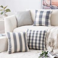 🎄 miulee 4-pack buffalo check stripe christmas pillowcases: decorative farmhouse throw pillow covers, linen cushion case for couch sofa bedroom - 18x18 inch, grey logo