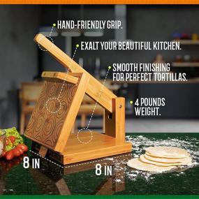 img 2 attached to 🌮 ALMAJUA Wooden Tortilla Press Maker - 8 Inch - Complete Kit with Tortilla Warmer & Rolling Pin - Authentic Maquina para hacer tortillas de maiz - Premium Wood Tortilla Press - Perfect for Flour and Corn Tortillas