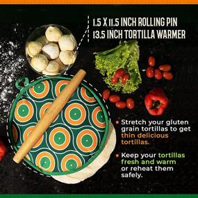 img 1 attached to 🌮 ALMAJUA Wooden Tortilla Press Maker - 8 Inch - Complete Kit with Tortilla Warmer & Rolling Pin - Authentic Maquina para hacer tortillas de maiz - Premium Wood Tortilla Press - Perfect for Flour and Corn Tortillas