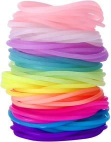 img 4 attached to 🌈 Senkary 120 Pieces Silicone Jelly Bracelets: Rainbow Glow Bracelets for Parties, Women & Girls – Luminous Hair Ties & Party Favors (10 Colors)