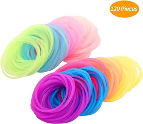 img 2 attached to 🌈 Senkary 120 Pieces Silicone Jelly Bracelets: Rainbow Glow Bracelets for Parties, Women & Girls – Luminous Hair Ties & Party Favors (10 Colors)