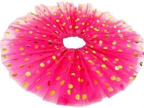 img 1 attached to Girls 5 Layer Polka Dot Tutu Skirt with Hairbow - Gold Dot Tutu for Dress Up