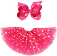 girls 5 layer polka dot tutu skirt with hairbow - gold dot tutu for dress up logo