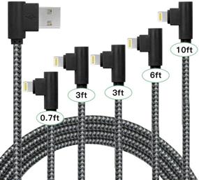 img 4 attached to 🔌 [5Pack] iPhone Fast Charger: 0.7FT/3FT/3FT/6FT/10FT - Nylon Braided Charging & Syncing Cord - Compatible with iPhone 12/11/Pro/Xs Max/XS/XR/7/7Plus/X/8/8Plus/6S/6S Plus (Black Gray)