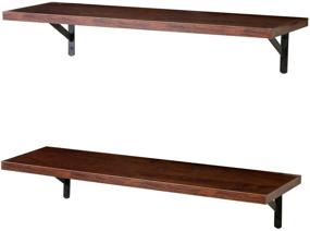 img 4 attached to 📚 SUPERJARE Floating Wall Shelves - Set of 2, Display Ledges, Storage Racks for Room/Kitchen/Office (Walnut)
