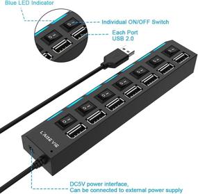 img 2 attached to 💻 7-in-1 Multi Port USB Splitter: High-Speed USB 2.0 Hub with Individual ON/Off Switches and LED Indicators