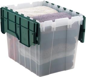 img 3 attached to 📦 Akro-Mils 66497CLDGN 18 Gallon Clear/Green Plastic Storage Container with Hinged Lid - Convenient KeepBox for Organizing and Storing Items