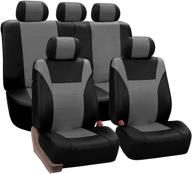 fh group pu003gray115 gray racing style faux leather seat cover (full set, airbag compatible, split bench) - enhanced seo logo
