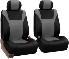 img 2 attached to FH Group PU003GRAY115 Gray Racing Style Faux Leather Seat Cover (Full Set, Airbag Compatible, Split Bench) - Enhanced SEO