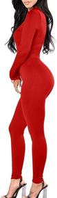 img 2 attached to 👗 Women's Soft Long Sleeves Zip Up Bodycon Jumpsuits Playsuits - TOB