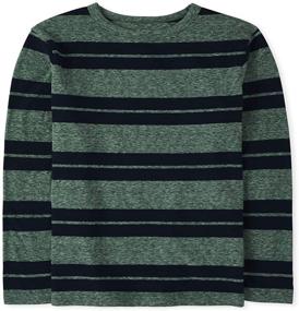 img 1 attached to 👕 Boys' Clothing with Sleeve Stripe in Spruce Shadow by The Children's Place