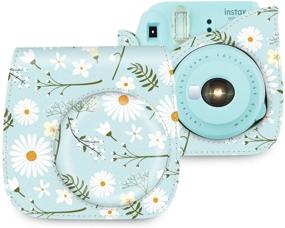 img 2 attached to Stylish and Secure: Wolven Blue Flower Floral Protective Case Bag Purse for Mini 11/9/8/8+ Camera