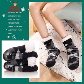 img 3 attached to Cozy and Plush Kids' Slipper Socks with Fleece Lining | Warm Winter Home Socks for Boys and Girls | Christmas Stockings for Child and Toddler
