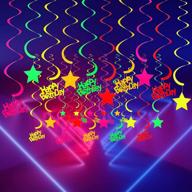 🎉 glow party decorations: 30-piece hanging swirl kit by willbond - neon birthday, happy birthday happy swirls - ceiling décor for neon parties logo