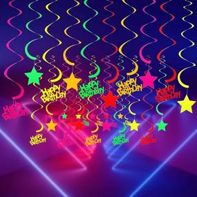img 4 attached to 🎉 Glow Party Decorations: 30-Piece Hanging Swirl Kit by WILLBOND - Neon Birthday, Happy Birthday Happy Swirls - Ceiling Décor for Neon Parties