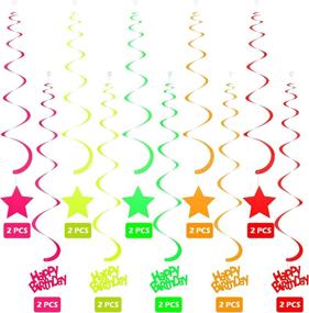 img 2 attached to 🎉 Glow Party Decorations: 30-Piece Hanging Swirl Kit by WILLBOND - Neon Birthday, Happy Birthday Happy Swirls - Ceiling Décor for Neon Parties