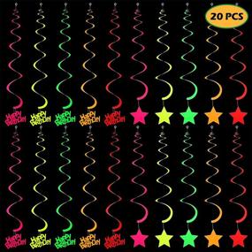 img 3 attached to 🎉 Glow Party Decorations: 30-Piece Hanging Swirl Kit by WILLBOND - Neon Birthday, Happy Birthday Happy Swirls - Ceiling Décor for Neon Parties