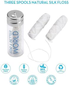 img 3 attached to GOGRS Dental Floss: 100% Biodegradable Silk Spools with Refillable Glass Holder - Sustainable Oral Care Solution for Zero Waste & Eco-Friendly Living