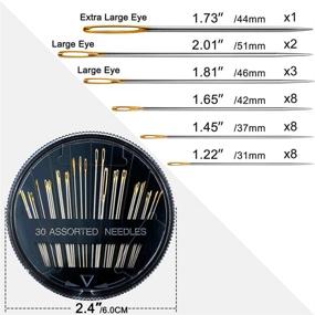 img 2 attached to 🧵 JollMono Premium Sewing Needles for Hand Sewing Repair - 30/60 Pack Assorted Needles with 2 Threaders: 6 Lengths, Large Eye Stitching Needles, Embroidery Needles