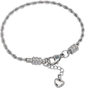 img 4 attached to Premium European Charm Bracelet: Exquisite Bead Charms, Durable Stainless Steel Rope Chain, Ideal for Women and Girls, 7-Inch Length