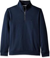 nautica men's solid 1/4 zip fleece sweatshirt: stay warm and stylish logo