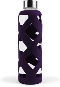 img 4 attached to 🍇 Aquasana 550ml Premium Borosilicate Glass Bottle with Stylish Silicone Sleeve and Stainless Steel Lid, BPA-Free – Plum