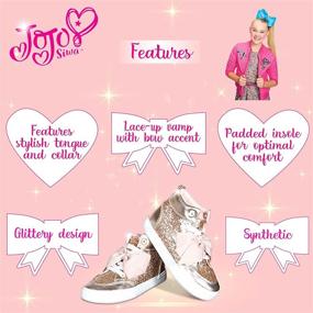 img 2 attached to Rose Gold JoJo Siwa Girls High Top Fashion Sneakers - Toddler and Little Kid Sizes