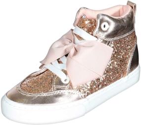 img 4 attached to Rose Gold JoJo Siwa Girls High Top Fashion Sneakers - Toddler and Little Kid Sizes