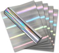 🌈 holographic opal metallic stretchable foil heat transfer vinyl htv for t-shirt and apparel 12×10 (6 sheets), convenient to weed and iron on logo