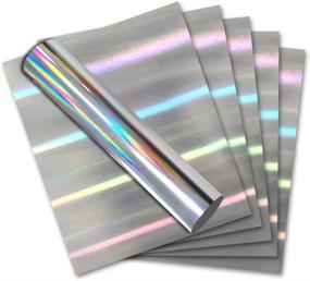 img 4 attached to 🌈 Holographic Opal Metallic Stretchable Foil Heat Transfer Vinyl HTV for T-Shirt and Apparel 12×10 (6 Sheets), Convenient to Weed and Iron On