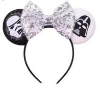 🌹 clgift rose gold minnie ears - customize your color, iridescent & silver gold blue options, rainbow sparkle mouse ears - also featuring classic red sequin (star wars) logo