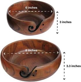img 1 attached to Enhance Your Knitting and Crocheting Experience with a Set of 2 Wooden Yarn Bowls - Large and Small Sizes Included!
