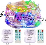 enhance your events with 2 pack sound activated music string lights, 32.8ft 100leds 12 modes waterproof copper wire multicolor aa battery powered string lights with remote control for bars, parties, christmas, wedding dance. логотип