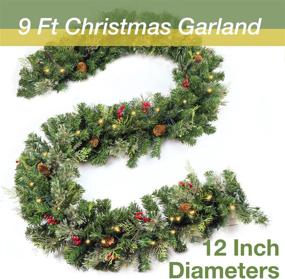 img 3 attached to 🎄 HomeKaren 9 Ft Christmas Garland: Battery Operated Prelit Xmas Decor with 50 Lights, Red Berry, Pine Cone, and Cypress Leaf – Ideal for Indoor and Outdoor Mantle and Staircase