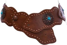 img 2 attached to Wide Turquoise Studded Leather Black Women's Accessories