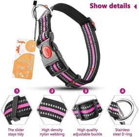 img 1 attached to 🐶 Carooyac Pink Reflective Dog Collar with Quick Release Buckle for Small, Medium, Large Dogs (L, Neck Fit - 15"-23")