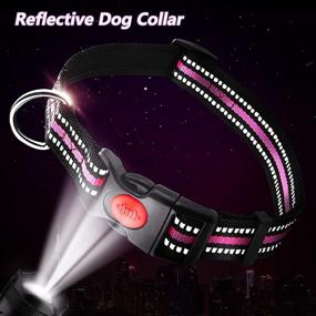 img 2 attached to 🐶 Carooyac Pink Reflective Dog Collar with Quick Release Buckle for Small, Medium, Large Dogs (L, Neck Fit - 15"-23")