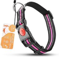 🐶 carooyac pink reflective dog collar with quick release buckle for small, medium, large dogs (l, neck fit - 15"-23") логотип