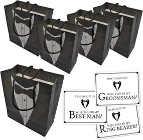 img 4 attached to Set of 14 Groomsmen Gift Bags & 14 Proposal Cards – Perfect for 10 Groomsmen, 2 Best Men, and 2 Ring Bearers. Appreciation Giftbags & Groomsman Invitation Cards for Wedding Bachelor Party