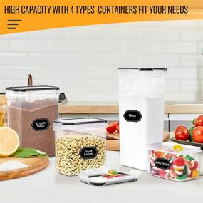 img 1 attached to PRAKI 25 Pack Airtight Food Storage Containers Set – BPA Free Plastic Kitchen Canisters for Pantry Organization and Dry Food Storage – Cereal, Flour Containers with Labels and Markings (Black)