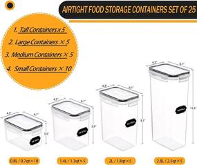 img 3 attached to PRAKI 25 Pack Airtight Food Storage Containers Set – BPA Free Plastic Kitchen Canisters for Pantry Organization and Dry Food Storage – Cereal, Flour Containers with Labels and Markings (Black)