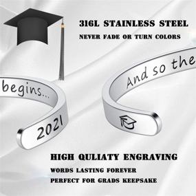 img 3 attached to 🎓 TONY & SANDY Graduation Cuff Bracelet: Inspiring 2021 Gift with Engraved Mantra Quote and Grad Cap Motif - Motivational Bangle for College & High School Students, Friendship Jewelry in Cap Box