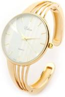 💫 captivating gold tone string style band: a luxurious women's bangle cuff watch logo