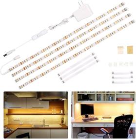 img 4 attached to 🔆 WOBANE Under Cabinet Lighting Kit - Flexible LED Strip Lights Bar for Kitchen Cupboard, Desk, Monitor Back, Shelf - 6.6 Feet Tape Light Set - ETL Listed - 120 LEDs - 1100lm - 2700K Warm White