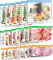 👜 non-plastic reusable food storage bags - 24 pack of silicone gallon freezer bags for lunch, snacks, marinating, and travel – extra thick, leakproof, and resealable – ideal for home kitchen logo