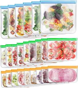 img 4 attached to 👜 Non-Plastic Reusable Food Storage Bags - 24 Pack of Silicone Gallon Freezer Bags for Lunch, Snacks, Marinating, and Travel – Extra Thick, Leakproof, and Resealable – Ideal for Home Kitchen