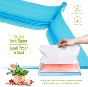 img 2 attached to 👜 Non-Plastic Reusable Food Storage Bags - 24 Pack of Silicone Gallon Freezer Bags for Lunch, Snacks, Marinating, and Travel – Extra Thick, Leakproof, and Resealable – Ideal for Home Kitchen