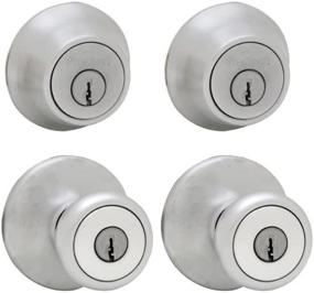 img 1 attached to 🔒 Satin Chrome Kwikset 242 Tylo Entry Knob and Deadbolt Project Pack: Enhance Your Home Security